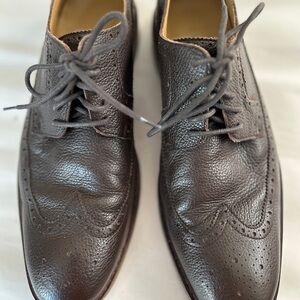 Cole Haan Dark Brown Pebbled Leather Wingtip Shoes